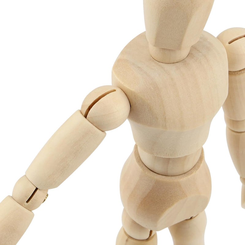 KOHAND 9 Pcs Artists Wooden Manikin, Wooden Moveable Drawing Mannequins Flexible Jointed Mannequin Human Drawing Figure Model for Artists, Painting, Home Office Decoration 5.5/6 /8 Inch - Image 3